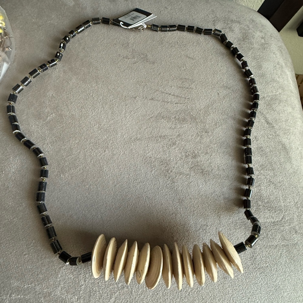31 Bits Black and Cream Beaded Necklace